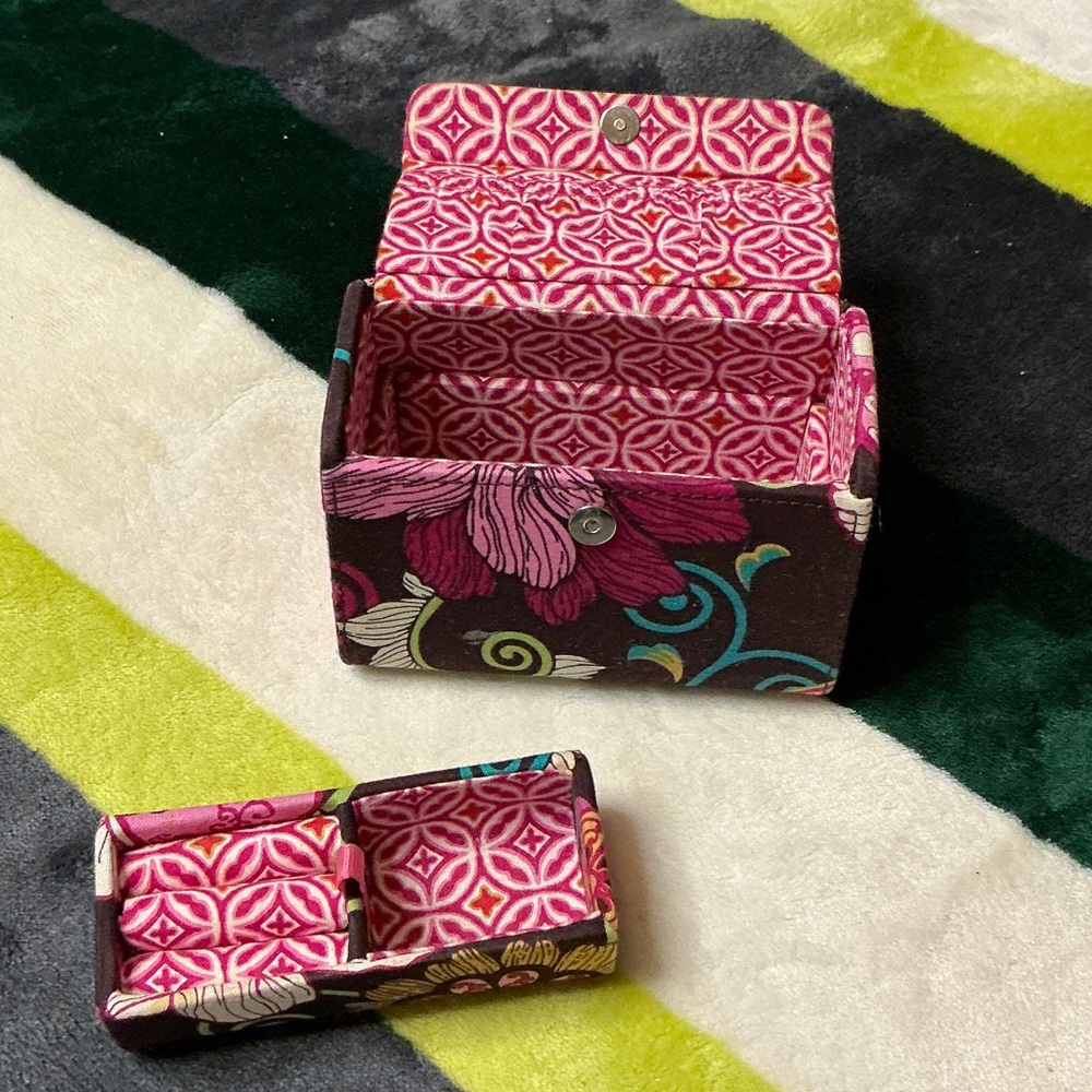 Vera Bradley Brown Floral Cosmetic Case with Pink & Green Accents - Picture 3 of 8
